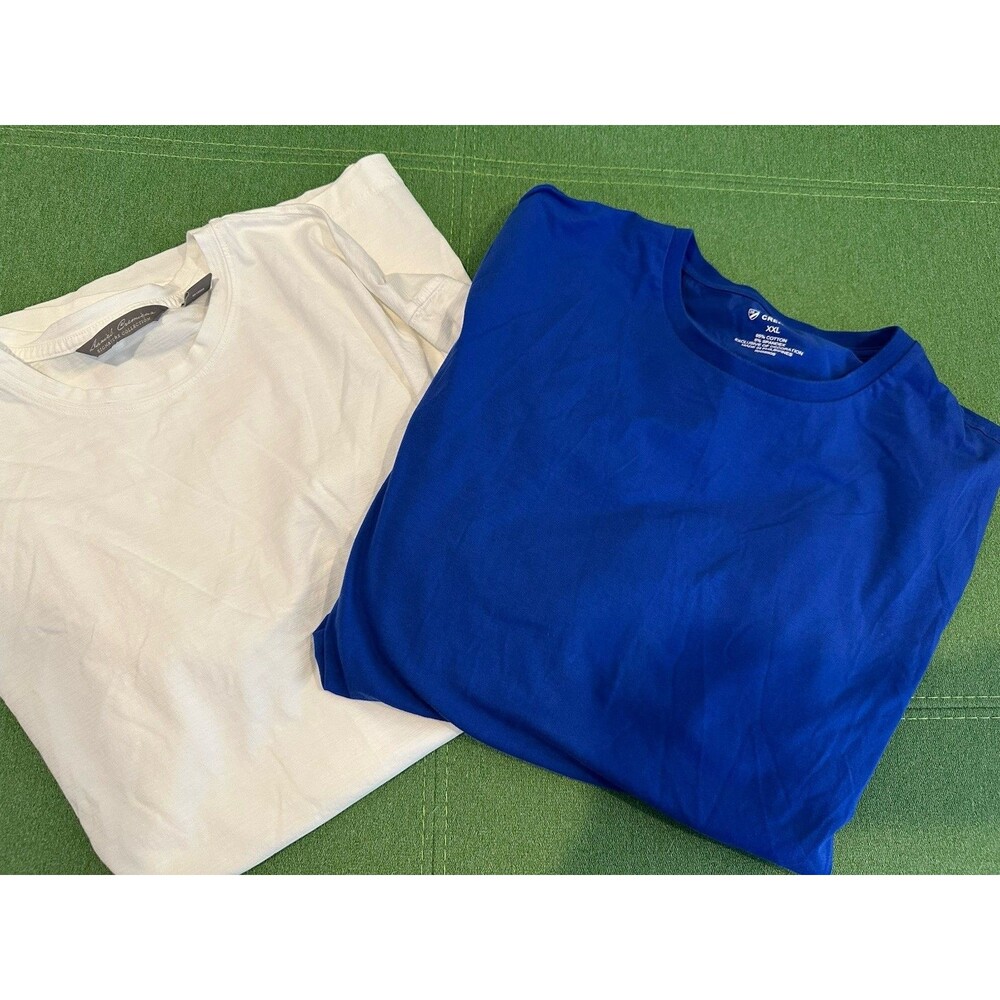 Bundle of 2 Daniel Cremieux Men's 2XL Cotton Tshirts, Solids, White has texture